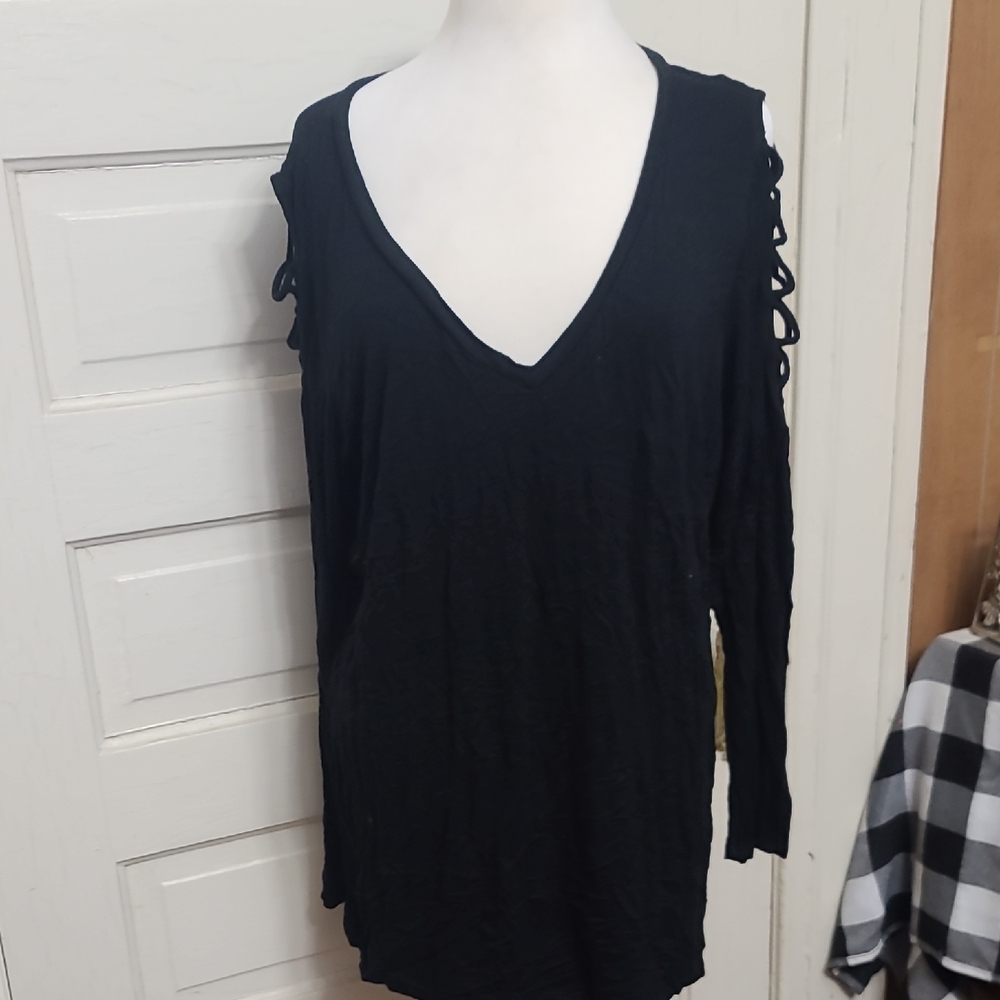 Black V-Neck Long Sleeve Top size 3